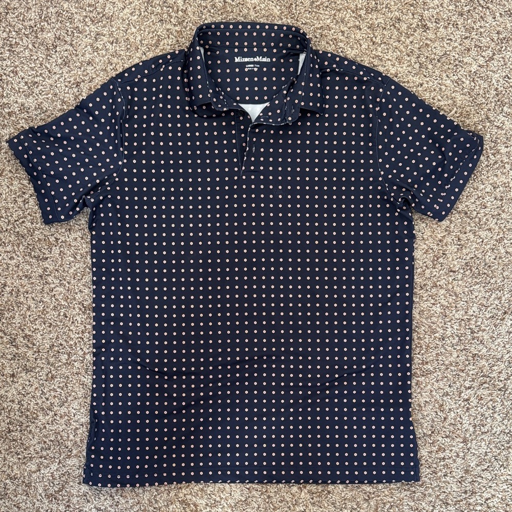 Mizzen+Main Dark Blue Polka Dot Polo